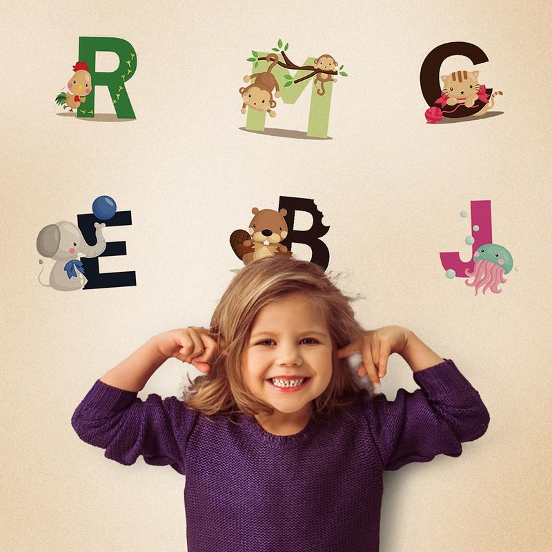 DEKOSH Animal Alphabet Kids Wall Decals - Peel & Stick Educational Baby Stickers for Playroom, Classroom Decoration - Image 2